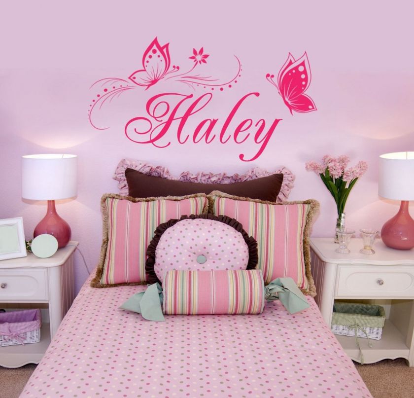 Personalized Butterflies Name Vinyl Wall Decal Sticker  