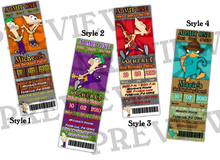 Printed 2x6 ticket invitations are $6.25 (per 5 invites) must purchase 