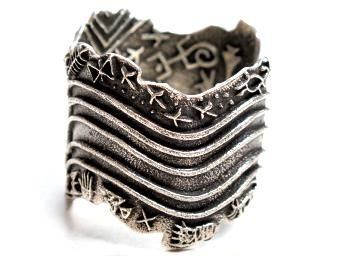 Philander Begay Tufa Cast Cuff Ancient Symbols w/Inlay  