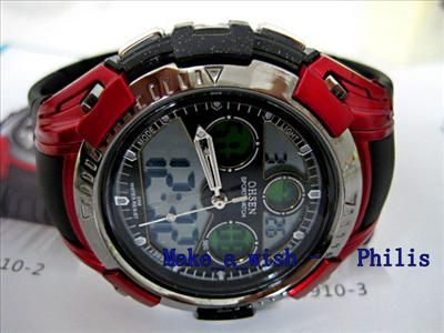   /Strap Red Sport Didital Analog Alarm Gentry Mens Wrist Watch  