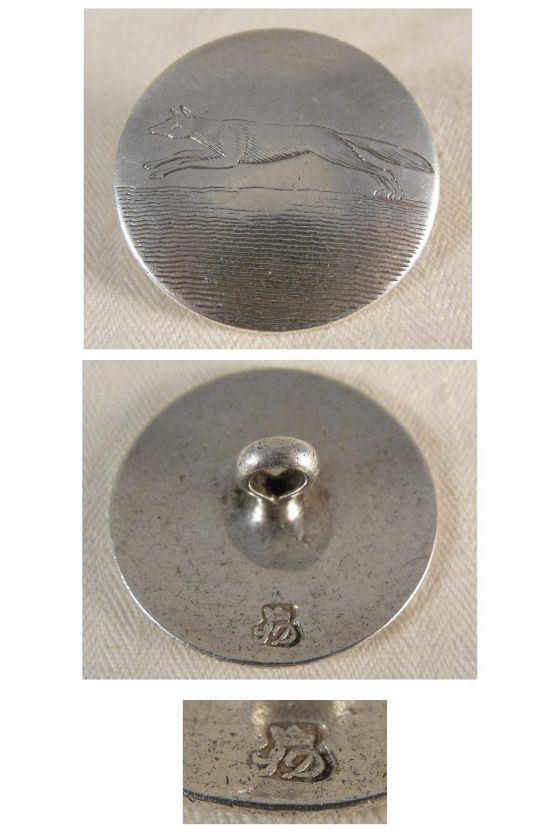 Early Georgian Silver HUNTING BUTTON. Running Fox Engraving. c1740 