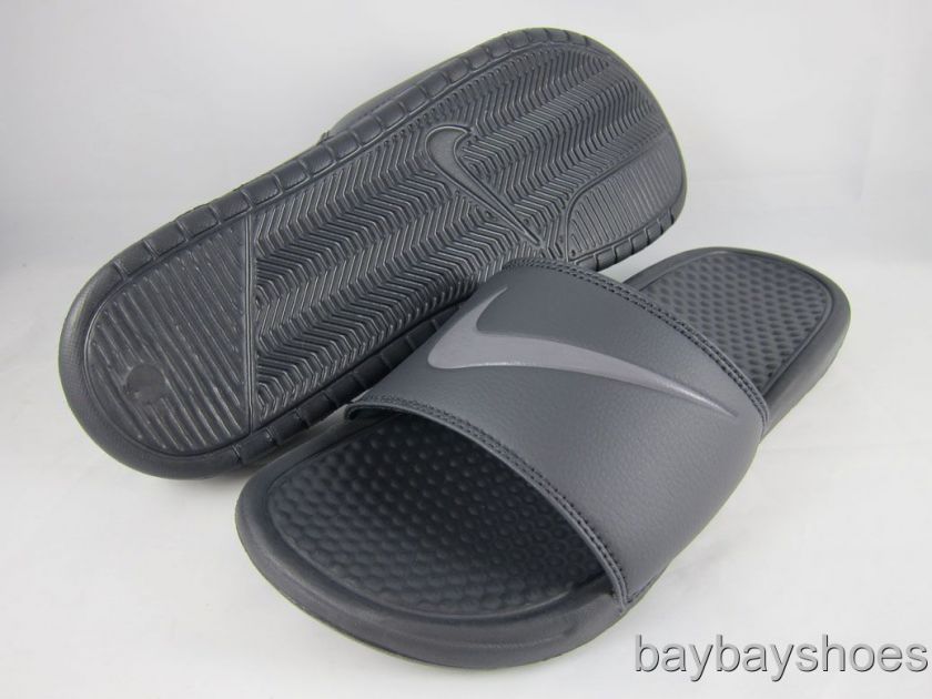 NIKE BENASSI SWOOSH ANTHRACITE GRAY/LIGHT GRAPHITE SPORT SANDALS MENS 