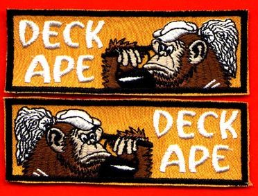 PAIR of U.S. NAVY DECK APE   ORANGE DRESS CUFF PATCHES  