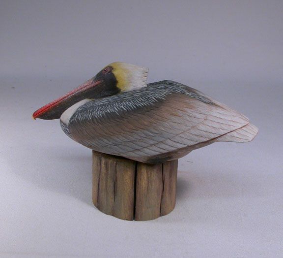 Pelican Hand Carved Wooden Bird/Birdhug  