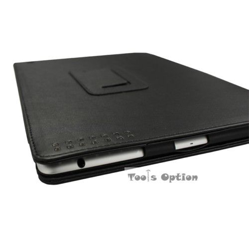 Black Apple iPad 2 Leather Case W/ Stand Free Protector  