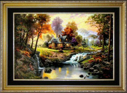   Retreat FRAMED 18x27 G/P Limited Thomas Kinkade Lithograph Art  