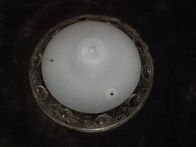 ANTIQUE tulips 1930s ART DECO frosted Glass LAMP SHADE  