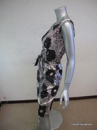 Tuleh Black/Silver Floral Sleeveless Straight Dress 40  