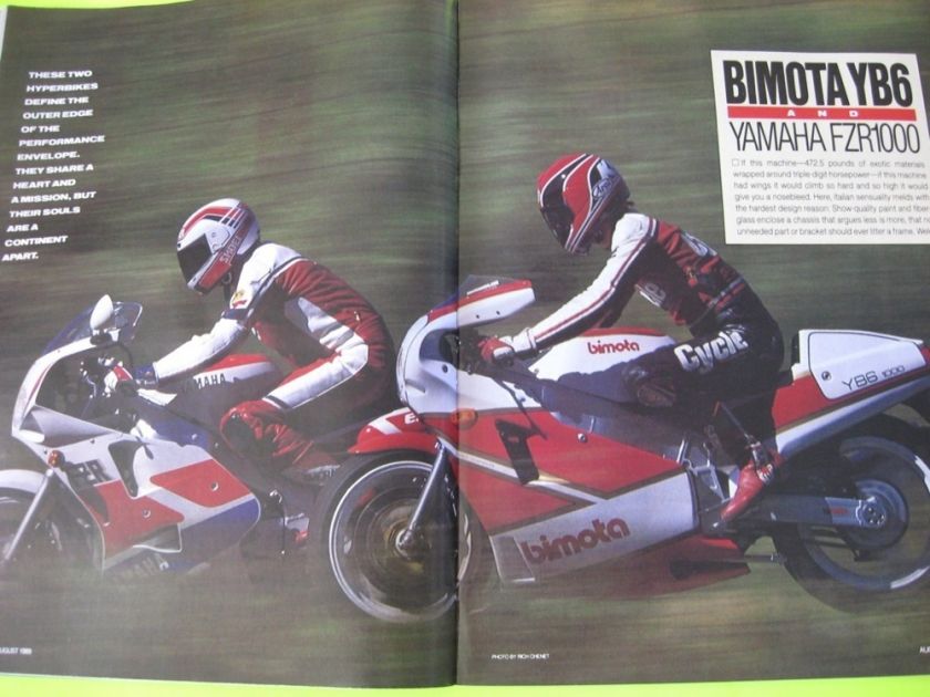 Cycle 1989 Mag, Virago 1100 Voyager K1 Bimota YB6 FZR  