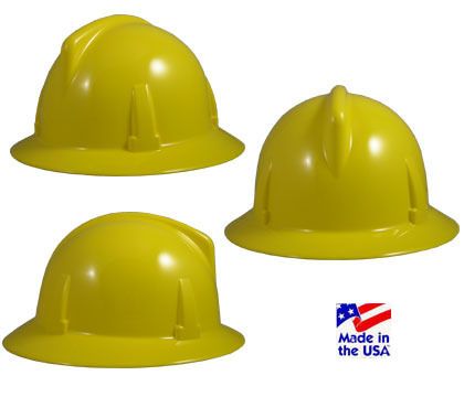 MSA Topgard Full Brim Hard Hats Fas Trac Susp Yellow  