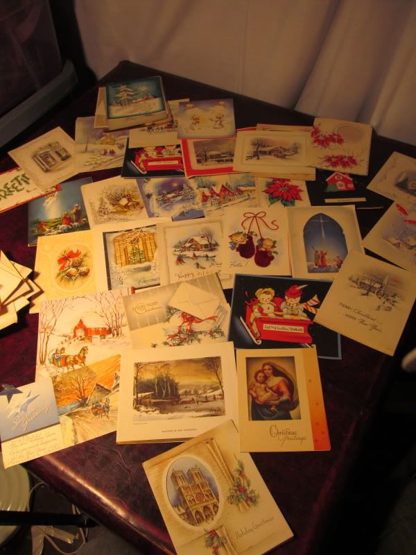 120 VINTAGE CHRISTMAS GREETING CARD COLLECTION USED 1940S AND MORE 