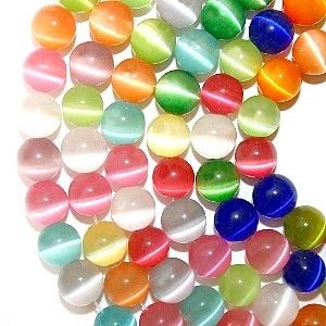 CATS EYE BEADS FIBER OPTIC MULTI COLOR STRAND MIX  