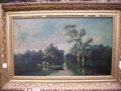 Fine Antique BARBIZON OIL PAINTING c1900 SIGNED  