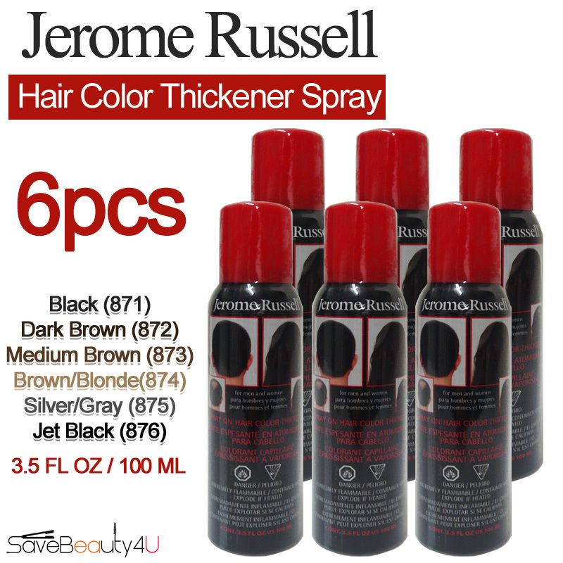 Jerome Russell Hair Thickener Color Spray   6 pc  