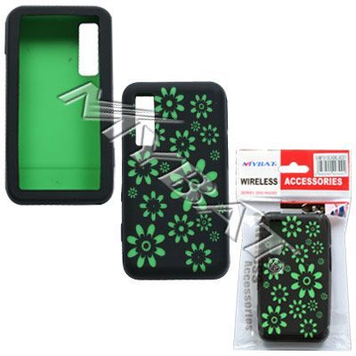 NEW SILICONE CASE FLOWER GREEN FOR SAMSUNG T919 BEHOLD  