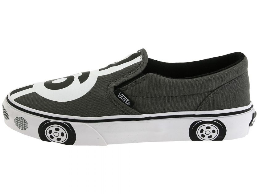   CLASSIC SLIP ON RACER PEWTER GREY BLACK SKATE SHOES ALL SIZE  