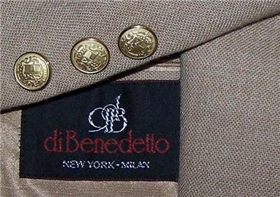 48L Di Benedetto LIGHT BROWN W/GOLD BUTTONS sport coat suit blazer 