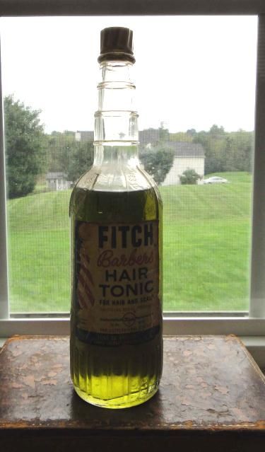 vintage FITCH HAIR TONIC BARBER /BEAUTY SHOP BOTTLE w/ORIG CONTENTS 