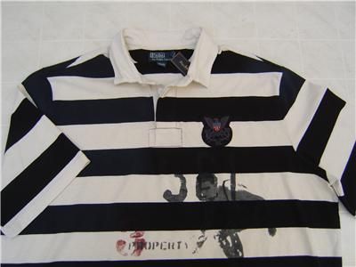 NWT RALPH LAUREN POLO MENS RUGBY STRIPE BLACK SHIRT XL  