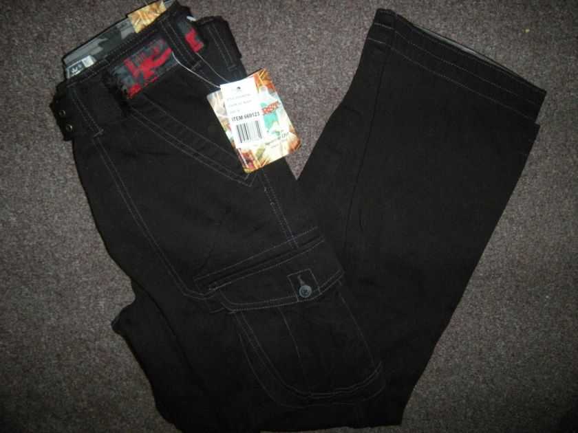 NWT WEARFIRST Boys 6 Pocket Cargo Pants w/ Belt Sz 16 BLACK  