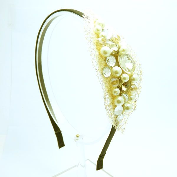 High Luxury Pearl cubic Hair band Headband accessories cute 3 colors 