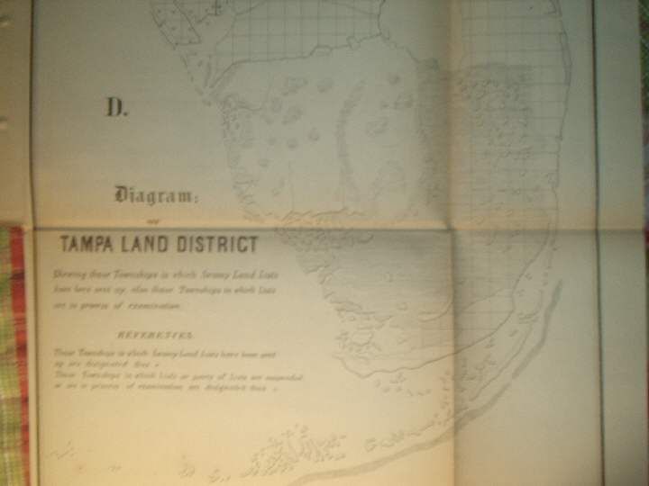 1855 TAMPA MIAMI PALM BEACH FLORIDA ANTIQUE MAP SuperbN  