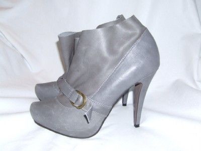STEAVE MADDEN LUXE GRAY LEATHER HEEL SHOES BOOTYS 7,5M  