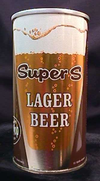 SUPER S LAGER BEER EARLY 1960S ZIP TAB CAN   GRACE BROS   EXTREMELY 