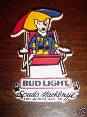 SPUDS McKENZIE BUD LIGHT RARE MAGNET DISPLAY # 57  