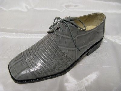 LIBERTY~NEW~GREY LEATHER CROC PRINT DRESS SHOES SZ 13  