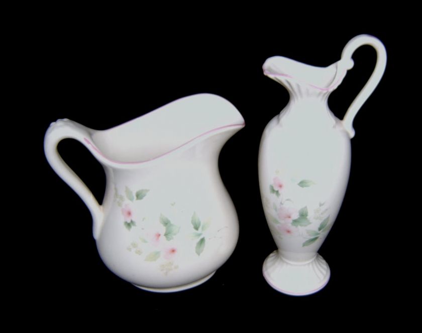 Burleigh Staffordshire Pitcher Vase Pink Green Floral  