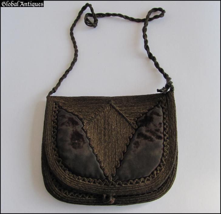 19C. 1850s ANTIQUE VELVET LADIES PURSE  