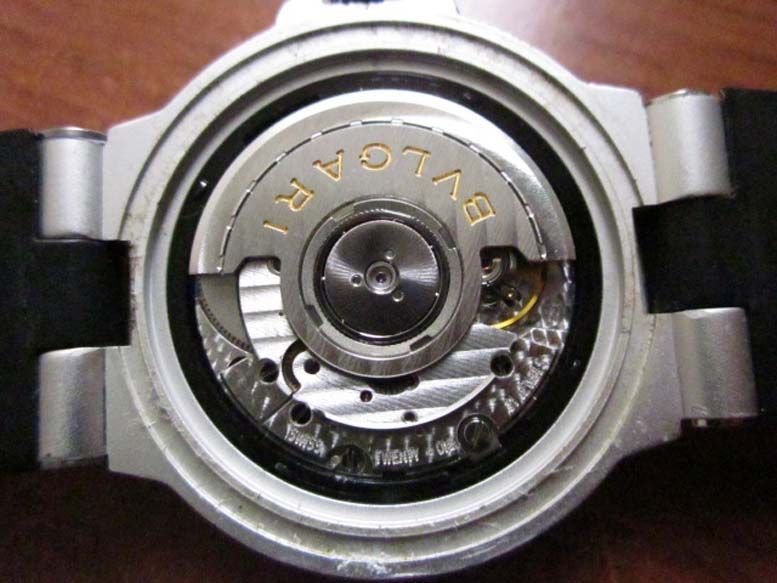 Bvlgari BVLGARI Aluminium Date Mens Watch Black Rubber Automatic 38mm 