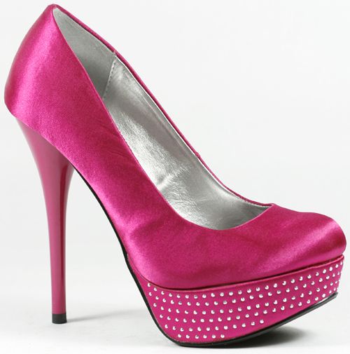 Fuchsia Satin Platform Stiletto Heel Pump 9 us Qupdi Neutral 162 