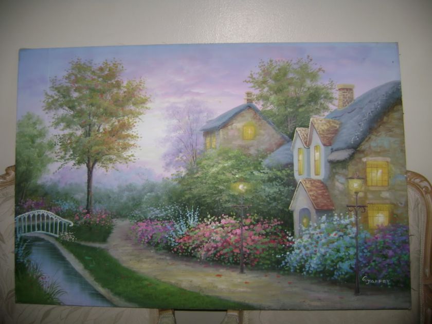 Jaffey Beautiful Large Oil Painting on Canvas Landscape Garden 