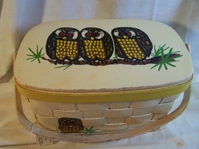 Vintage Signed Caro Nan Basket Purse Hand Bag Owls Coxs Accessories 