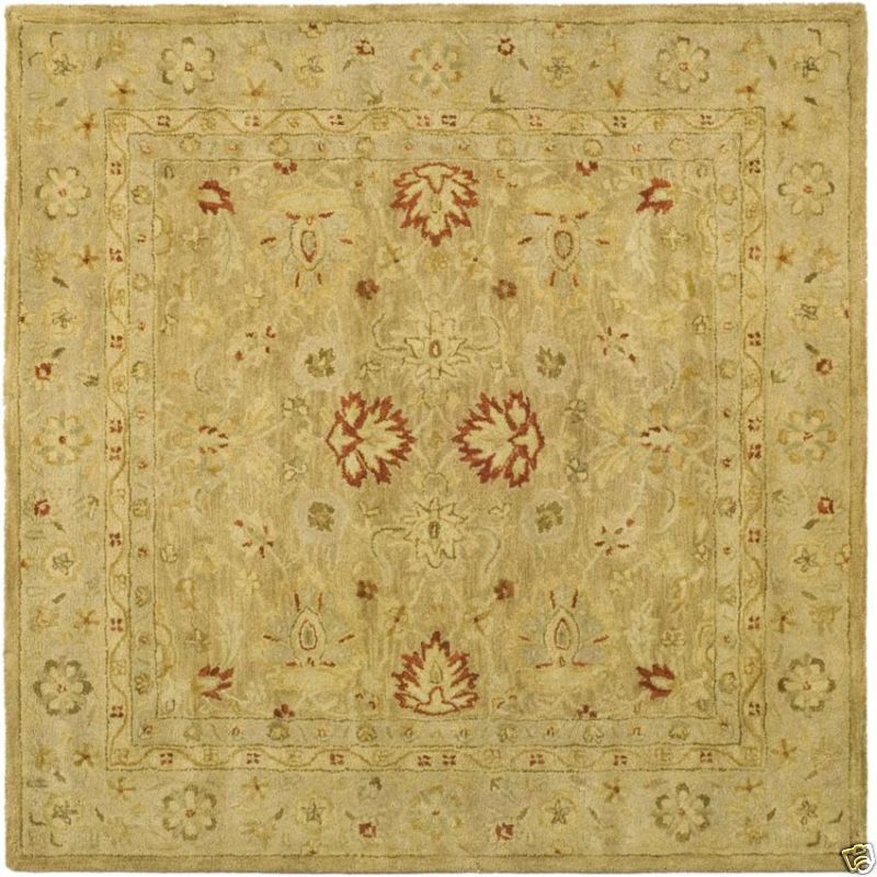 Brown / Beige Wool Area Rug Carpet SQUARE 6 x 6  