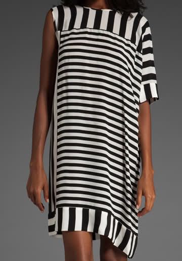 BCBG ONE SHOULDER STRIPES DRESS SZ XS 0 2 4 NEW NWT $228  