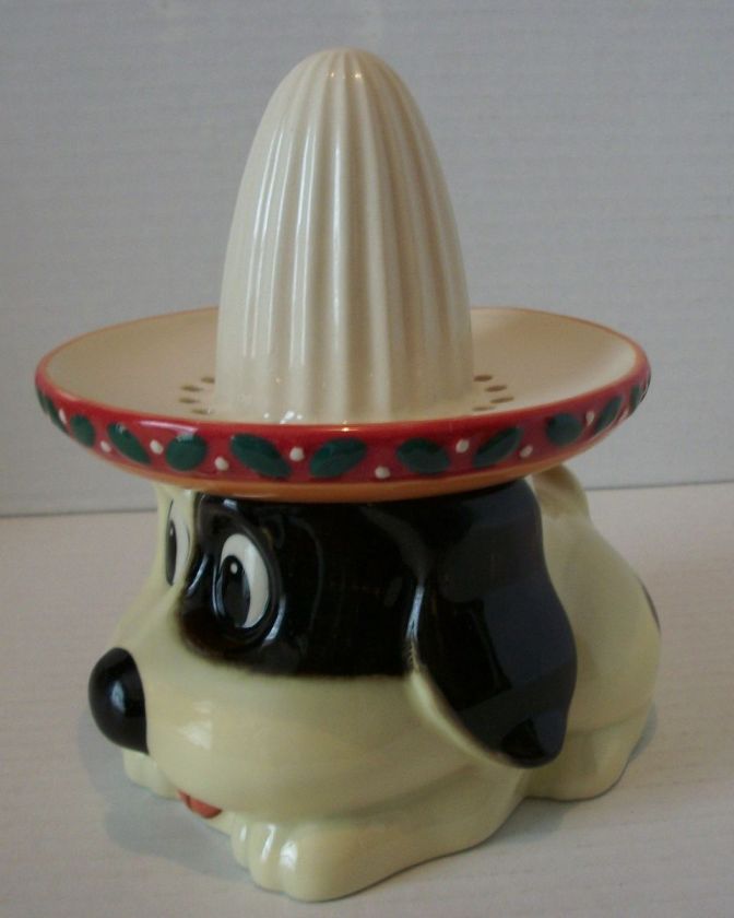 Ceramic Senor Dog w/ Sombrero Hat Lemon Citrus Juicer Reamer Cracker 