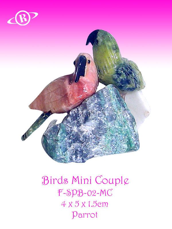 Carving Stone Couple Bird   PARROT   Peru Soapstone  