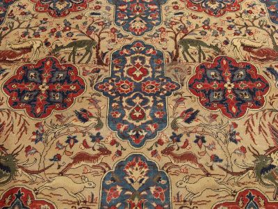   Antique1920s Persian Pictorial Isfahan Collectible Wool Rug  