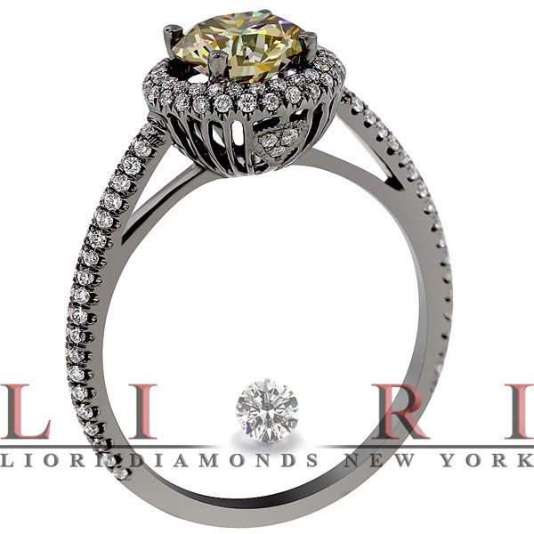   NATURAL FANCY BROWN DIAMOND ENGAGEMENT RING 18K BLACK GOLD   FD 299