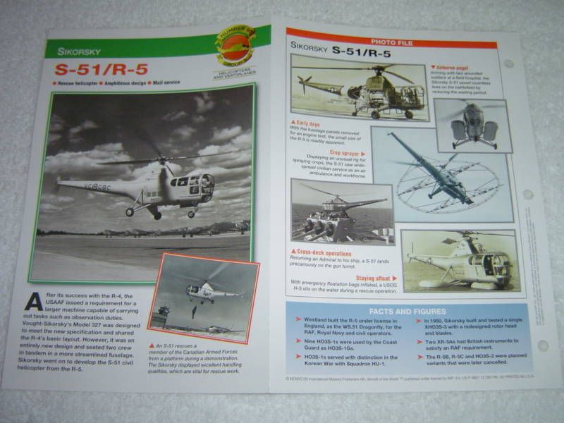 SIKORSKY S 51/R 5 Helicopter Picture Booklet Brochure  