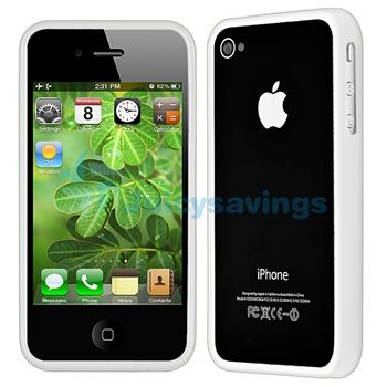 Bumper White Shinny TPU Rubber Gel Case Cover+PRIVACY Protector for 