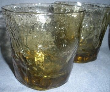 MORGANTOWN KRINKLE GLASS AMBER GOBLETS VINTAGE SENECA  