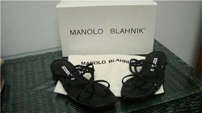 MANOLO BLAHNIK SANDALS / SHOES BLACK SIZE 36 1/2 (U.S. Size 6 1/2 