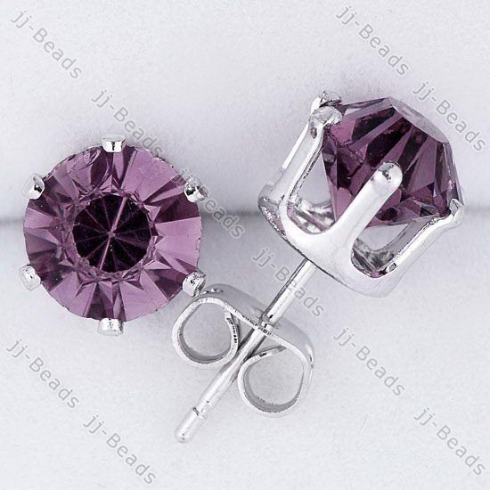 2P Nickel Free K Golden Plated Copper# Crystal Ear Stud  