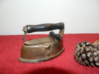 CHILDS MINITURE SAD IRON TOY IRON WOOD HANDLE VGC  