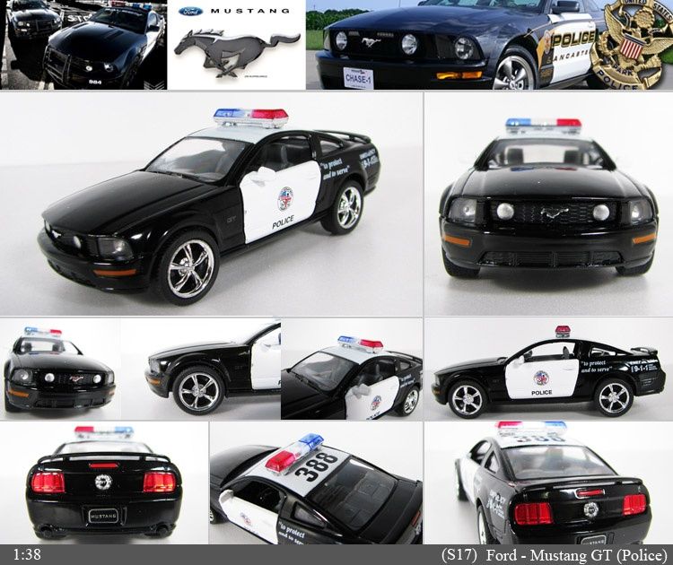   Mustang GT Police 138, 5 Diecast Mini Cars Toys Kinsmart KT5091P,S17