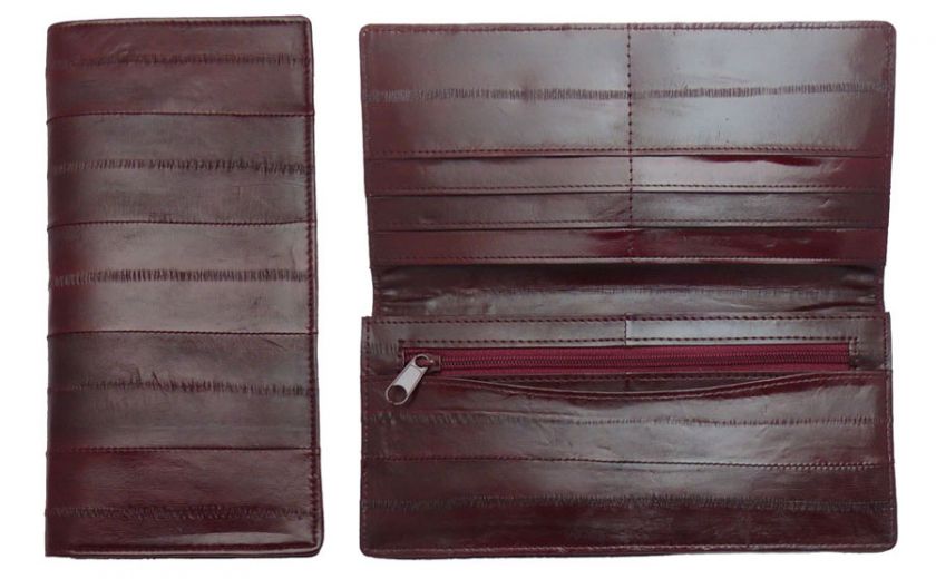 Luxury Genuine Eel skin Leather Slim Wallet with coin Purse Wallet 15 